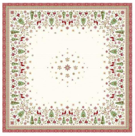 French Jacquard Tablecloth DECO (VALLEE. red green)